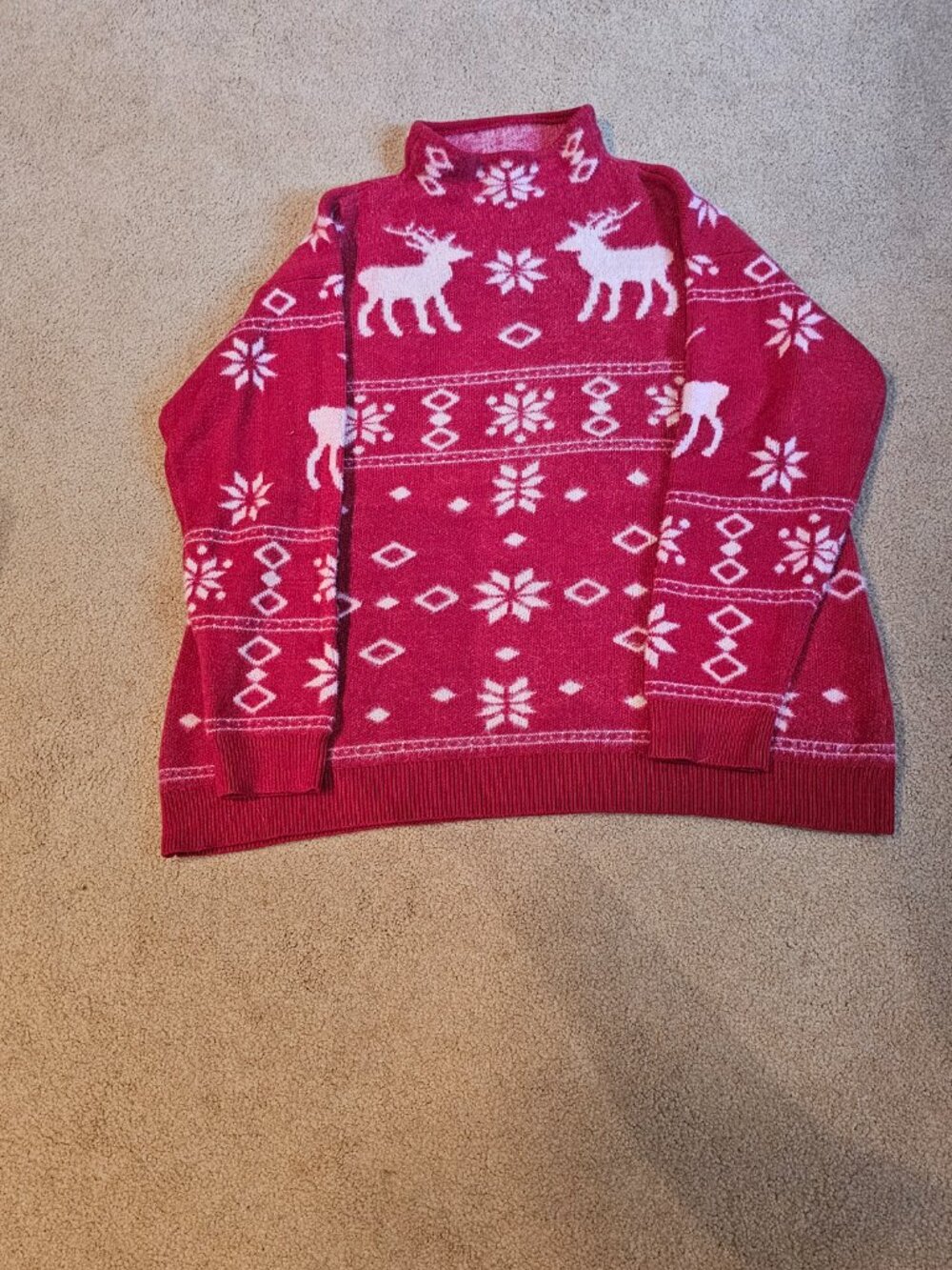 Womens Coldwater Creek Reindeer Holiday Sweater XL